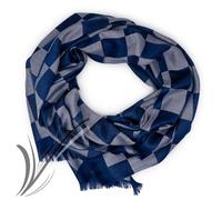 Sciarpa elegante uomo seta a scacchi grande blu leggera di moda autunno inverno
