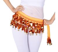 Sciarpa for anca di danza del ventre con paillettes in lega di chiffon | Multicolore: for spettacoli di danza sul palco e lezioni di fitness con paillettes(Orange)