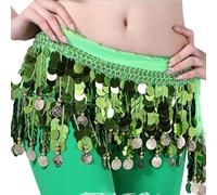 Sciarpa for anca di danza del ventre con paillettes in lega di chiffon | Multicolore: for spettacoli di danza sul palco e lezioni di fitness con paillettes(Green)