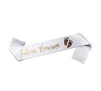 Sciarpa Futura Mamma per Baby Shower (Bianco e Oro)