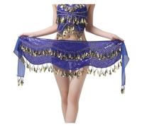 sciarpa glutei con foglie luminose, Sciarpa da ballo orientale con paillettes e pezzi multicolore(Blue)