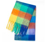 Sciarpa grande e spessa a quadri, sciarpa oversize a quadri colorati con nappe, morbida, calda e spessa, ideale per autunno e inverno, da do