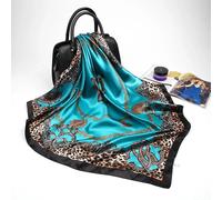 Sciarpa Hijab in raso di seta moda per le donne Sciarpe per capelli stampate Fazzoletto femminile 90 cm * 90 cm Scialle quadrato Avvolge Sciarpe al collo per le signore