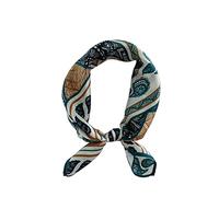 Sciarpa in 100% seta di gelso 53,3 cm sciarpa da collo traspirante leggera piccola sciarpa quadrata di seta per le donne confezione regalo, D029 Triangolo Blu Verde Bordo, 21" x 21" One Side Printed