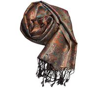 Sciarpa in 100% seta Pashmina dall'India per donna e uomo, motivo Paisley, 160 x 35 cm - fazzoletto in seta pura, azzurro 2