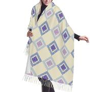 Sciarpa in cashmere con frange, texture retrò e motivo etnico boho scarabocchio, ideale per autunno e inverno. Le sciarpe in seta sono morbidissime e calde, un accessorio di moda perfetto come rega