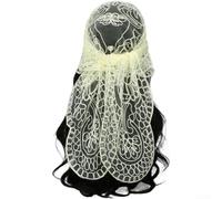 Sciarpa in pizzo, 132 x 56 cm, scialle triangolare ricamata, da donna, leggera, design floreale, accessorio alla moda per uno stile versatile (beige)