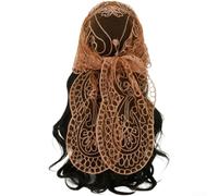 Sciarpa in pizzo, 132 x 56 cm, scialle triangolare ricamata, da donna, leggera, design floreale, accessorio alla moda per uno stile versatile (caffè)