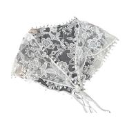 Sciarpa in pizzo in poliestere con grande motivo floreale ricamato foulard per ambiente domestico confortevole ed elegante sala da pranzo runner da tavolo, Grandi Fiori, Taglia unica