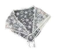 Sciarpa in pizzo in poliestere con grande motivo floreale ricamato foulard per ambiente domestico confortevole ed elegante sala da pranzo runner da tavolo, B, Taglia unica