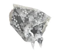 Sciarpa in pizzo in poliestere con grande motivo floreale ricamato foulard per ambiente domestico confortevole ed elegante sala da pranzo runner da tavolo, Fiore a sei petali, Taglia unica