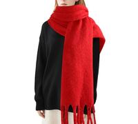 Sciarpa invernale da donna in mohair, colore puro, calda sciarpa invernale per donne e uomini, sciarpa super morbida al tatto in cashmere, Rosso, taglia unica