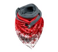 Sciarpa invernale da donna in morbido pile con stampa natalizia, come sciarpa triangolare doppia, per il massimo calore, Colore: rosso, Taglia unica