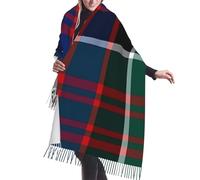 Sciarpa invernale da donna in tartan Clan Macdonald Of Clanranald - Sciarpa extra lunga con frange morbide in cashmere a quadri da 71 pollici, leggera e calda, adatta a tutte le stagioni