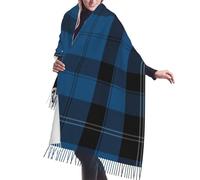 Sciarpa invernale da donna in tartan scozzese Blue Clan Ramsay Hunting - Sciarpa extra lunga da 71 pollici con frange morbide in cashmere scozzese, leggera e calda, adatta a tutte le stagioni