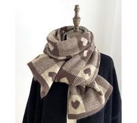 Sciarpa invernale da donna lavorata a maglia a forma di cuore, morbida e termica, 180 cm di lunghezza, stile carino e dolce, per studenti, amanti della moda, tempo freddo, nero, cachi, arancione tè al