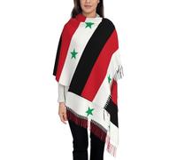Sciarpa Invernale Lunga con Stampa Bandiera Siria Un Lato Stampa Frangie Eleganti - Viscosamica Calda Donna per Autunno Inverno,In bianco e nero