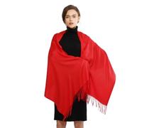 Sciarpa Inverno Chic donna, scialle morbido e solido, al collo caldo con frange Pelliccia Giacca, rosso, Taglia unica