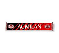 Sciarpa Jacquard AC Milan, grafica a righe oblique rossonere con scritta AC MILAN in bianco, prodotto ufficiale 100% acrilico, Made in Italy