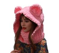 Sciarpa lavorata a maglia con bel design a forma di orecchio di orso traspirante scaldacollo per pesca sul ghiaccio snowboard costume cosplay sciarpa orecchio orso, A, Taglia unica