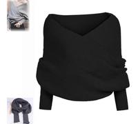 Sciarpa lavorata a maglia con maniche, donna maglione lavorato a maglia, sciarpa, scialle nevicata con maniche, sciarpa calda unisex autunno inverno sciarpa (Black)