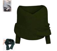 Sciarpa lavorata a maglia con maniche, donna maglione lavorato a maglia, sciarpa, scialle nevicata con maniche, sciarpa calda unisex autunno inverno sciarpa (Dark Green)