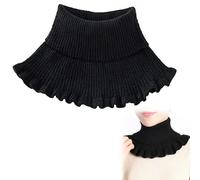 Sciarpa Lavorata a Maglia Grossa Inverno,Scaldacollo Sciarpa ad Anello, Donna Uomo Ragazze Dolcevita Lavorato a Maglia,Colletto alla Moda Staccabile da Donna Colletto Invernale Caldo (Nero)