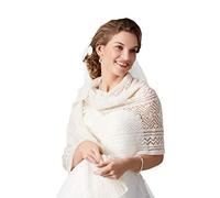 Sciarpa lavorata a maglia, stile Ivory, giacca da sposa, poncho, foulard da sposa avorio Taglia Unica