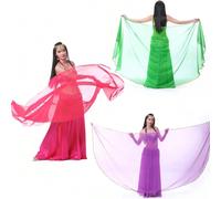 Sciarpa leggera a mezza luna in chiffon per costume da ballo del ventre, accessorio per vita, con frange di paillettes, 250x120cm Bianco,giallo,nero,Grande rosso,Rosa rossa,zaffiro,lago blu,viola prof
