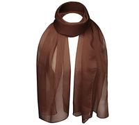 Sciarpa leggera e morbida classica in tinta unita, tessuto con effetto vedo non vedo semi opaco, un tocco di lusso a qualsiasi outfit, 47 x 160 cm Brown Taglia unica