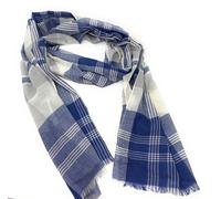 Sciarpa Leggera Oversized 90% Lana 10% Cashmere - A Righe Blu E Bianche - V2