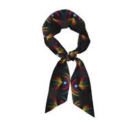 Sciarpa lunga da donna stampata con dipinto a olio arcobaleno nero, misura 46,9 x 3,1 pollici, veste perfettamente e mostra facilmente un temperamento elegante.