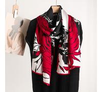 Sciarpa lunga Donna foulard Scialle Avvolgente floreale rosso nero bianco