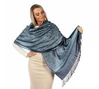 Sciarpa Morbida Come Kashmir in Seta Leggera - Autunnale, Pashmina, Invernale per Donna e Uomo - Scialle e Scialli, Blu Jeans