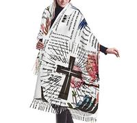 Sciarpa morbida con nappe, scialli avvolgenti per preghiera del Signore, Bibbia cristiana, versi della domenica, opera d'arte scrittura, fiore, per abiti da sera, sciarpa, Guarigione 00, Etichettalia