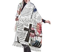 Sciarpa morbida con nappe, scialli avvolgenti per preghiera del Signore, Bibbia cristiana, versi della domenica, opera d'arte scrittura, fiore, per abiti da sera, sciarpa, Inspirational, Etichettalia