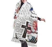 Sciarpa morbida con nappe, scialli avvolgenti per preghiera del Signore, Bibbia cristiana, versi della domenica, opera d'arte scrittura, fiore, per abiti da sera, sciarpa, Guarig, Etichettalia unica