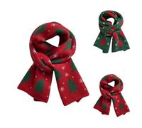 Sciarpa natalizia da donna verde rossa sciarpa festiva lavorata a maglia con albero di Natale e fiocchi di neve morbide sciarpe invernali termiche scialle ideale per riempire la calza di Natale