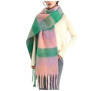 Sciarpa Nera Donna-Sciarpa Donna Invernale-Nuova Sciarpa con Frange da Donna Autunno E Inverno Spessa Come Un Plaid Caldo Scialle Coppia Sciarpa (Green, One Size)