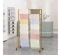 Sciarpa nizer con ruote Rack in metallo per sciarpe, asciugamani, pantaloni, coperte e lenzuola, versatile espositore in piedi per soluzioni di archiviazione domestica.