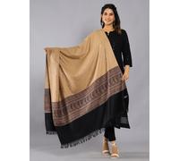 Sciarpa O Stola In Pashmina Paisley. Nero, Beige India Jacquard Jamawar Throw