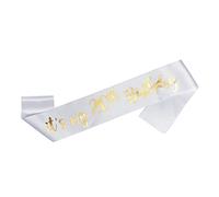 Sciarpa OMISS in bianco e oro - It's my Xth Birthday - Sii il più bello per il tuo compleanno, 180 cm x 10 cm