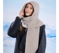 Sciarpa oversize da donna con balaclava, set di cappello e sciarpa lavorati a maglia, cappello casual invernale di colore unito con tasca, adatto per uso quotidiano, sci, escursionismo, vacanze nero,g