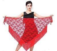 Sciarpa per anca da ballo latino per donna, gonna da ballo con frange, grembiule con gonna da ballo di tango con lacci per abiti da festa rave, gonna avvolgente con sciarpa con nappe per tango chacha