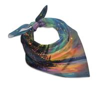 Sciarpa per capelli con cielo stellato, alberi colorati, aurora boreale, p