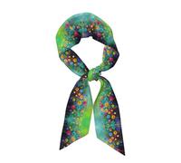 Sciarpa per capelli in stile astratto con fiori colorati e stampa, per borse, borse, sciarpe, leggere, alla moda, in raso di seta