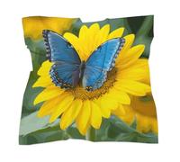 Sciarpa per la testa a forma di farfalla blu girasole, come sciarpa di seta, bandane per capelli in raso alla moda, leggere, per donne, foulard boho, fascia per capelli, bandana, fascia per capelli,