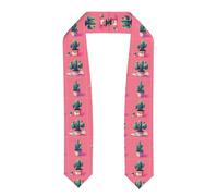 Sciarpa piatta con stampa di cactus per la laurea, adatta da indossare da soli o da abbinare all'abito da cerimonia.