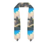 Sciarpa piatta con stampa Outside the Castle Gate, ideale da indossare come scialle per la cerimonia di laurea o da abbinare all'abito da cerimonia.