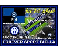 sciarpa poly+cappello visiera+bandiera 100x140 ORIGINALI INTER KIT DEL TIFOSO